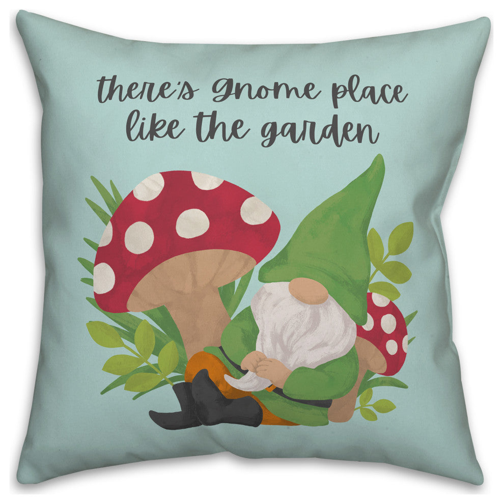 Gnome Garden Mushroom Blue 2 16x16 Spun Poly Pillow