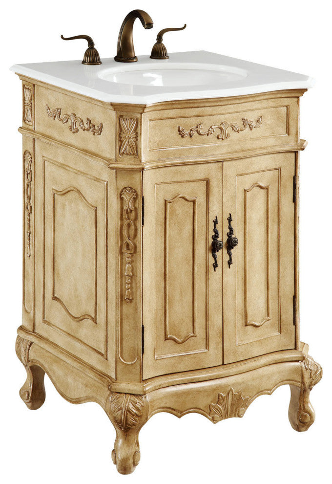Bathroom Vanity, Antique Beige, 24", Single Sink