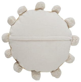 Ox Bay Handwoven Round Tan Solid Organic Jute Pillow Cover, 20"x20"
