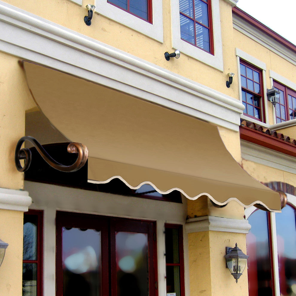 Awntech 3'' Charleston Acrylic Fabric Fixed Awning, Tan
