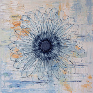 "Blue Burst Bloom" Painting Print on Wrapped Canvas, 40"x40"