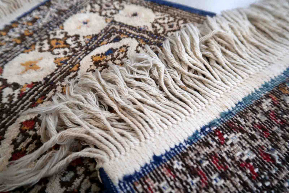 Vintage Turkish Sivas Silk Mat 0.9'x2.1', 30cmx66cm, 1950s 1C1011