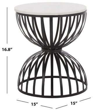 Safavieh Tissaia Round Accent Table, White Marble/Black