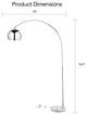 Inspired Home Katana Floor Lamp, Marble Stone Base, Chrome