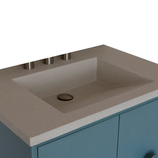 31" Single Vanity, Aqua Blue Finish With Gray Concrete Top