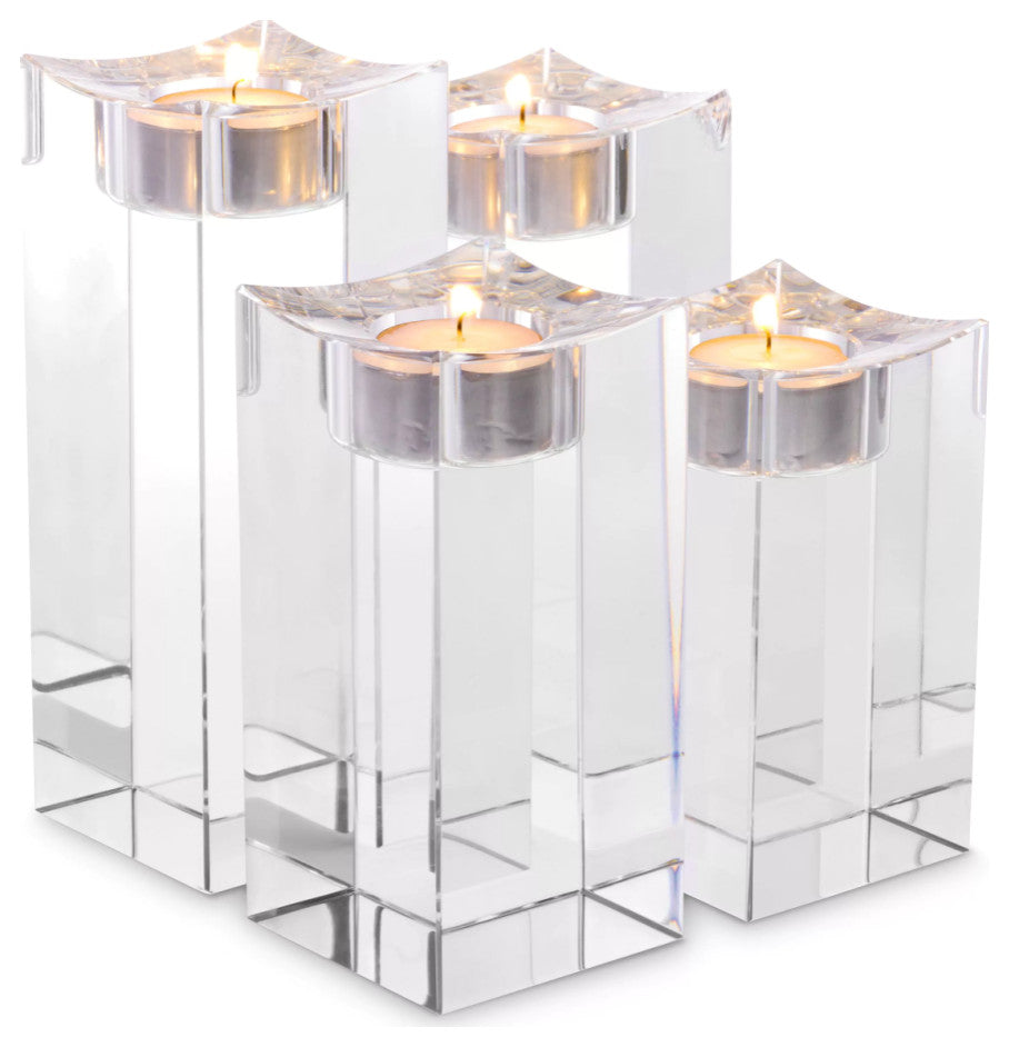 Crystal Tealight Holder, 4-Piece Set, Eichholtz Giancarlo, High