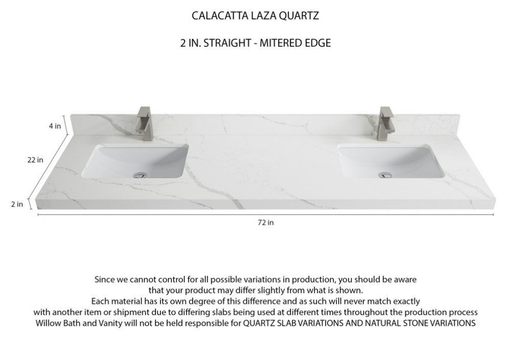 Aberdeen 72 Double Sink Bath Vanity in Pewter Green 2" Calacatta Laza