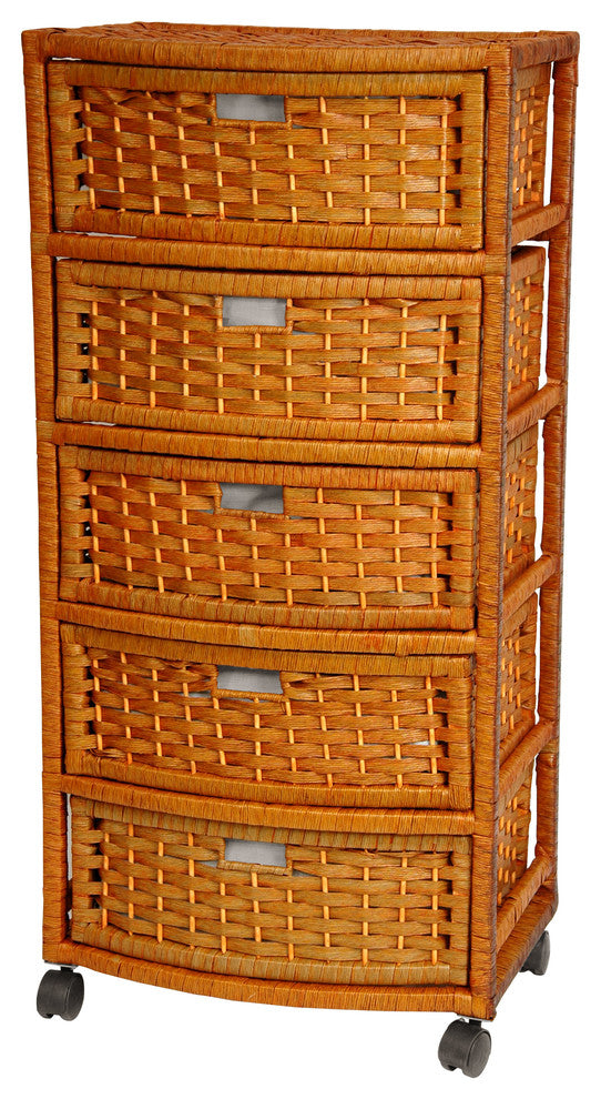 37" Natural Fiber Chest of Drawers, Honey
