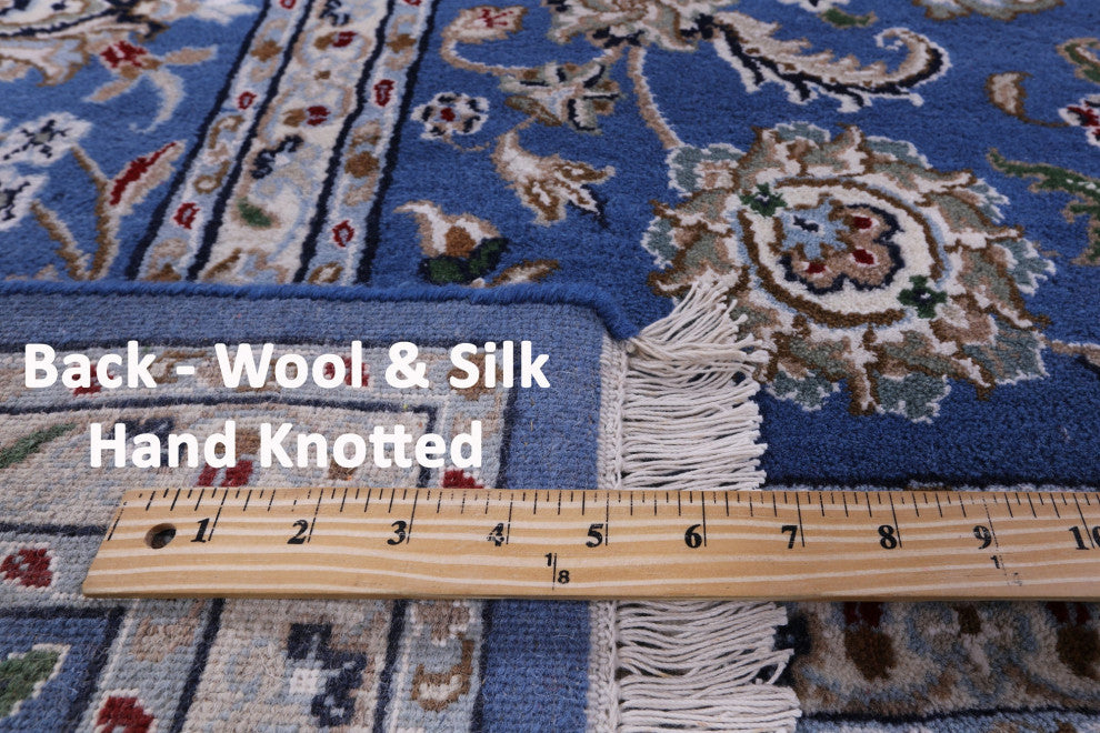 8' 0" X 10' 1" Hand Knotted Wool & Silk Persian Nain Rug - Q14887