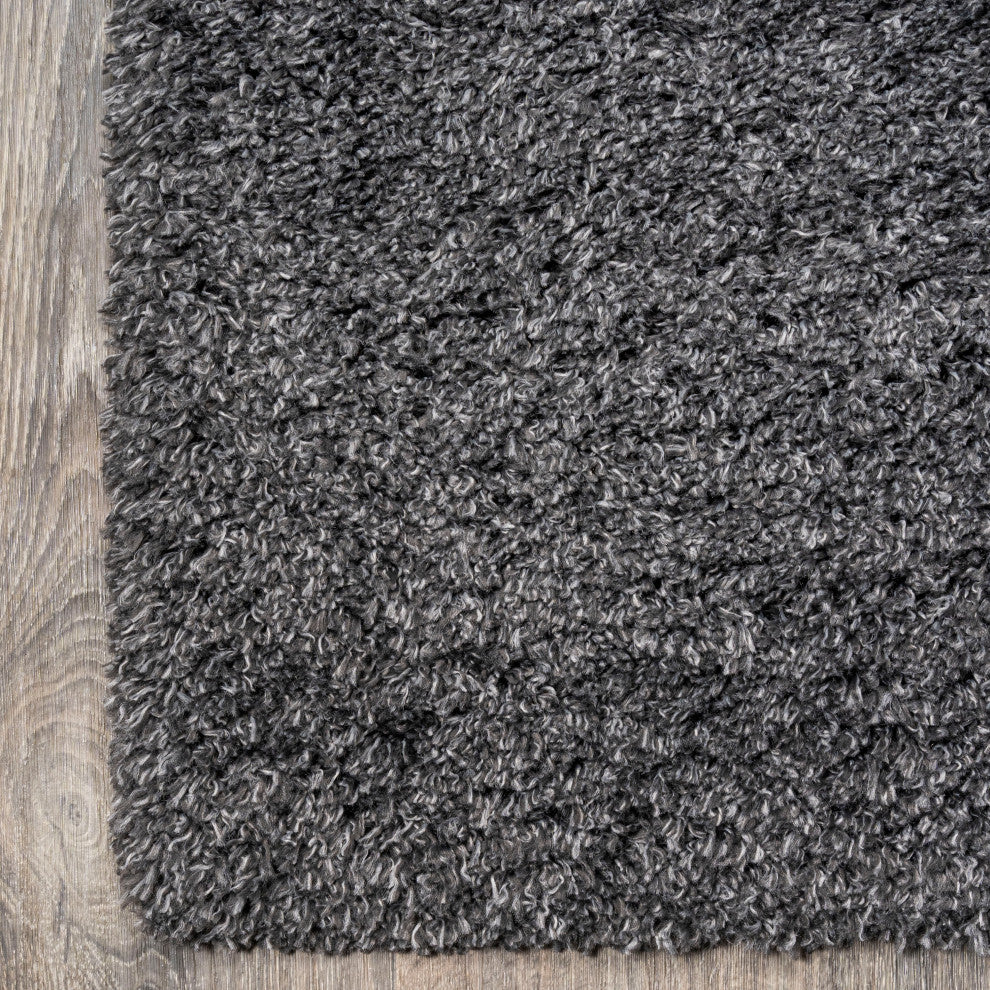 Groovy Solid Shag Rug, Dark Gray, 2'x10'