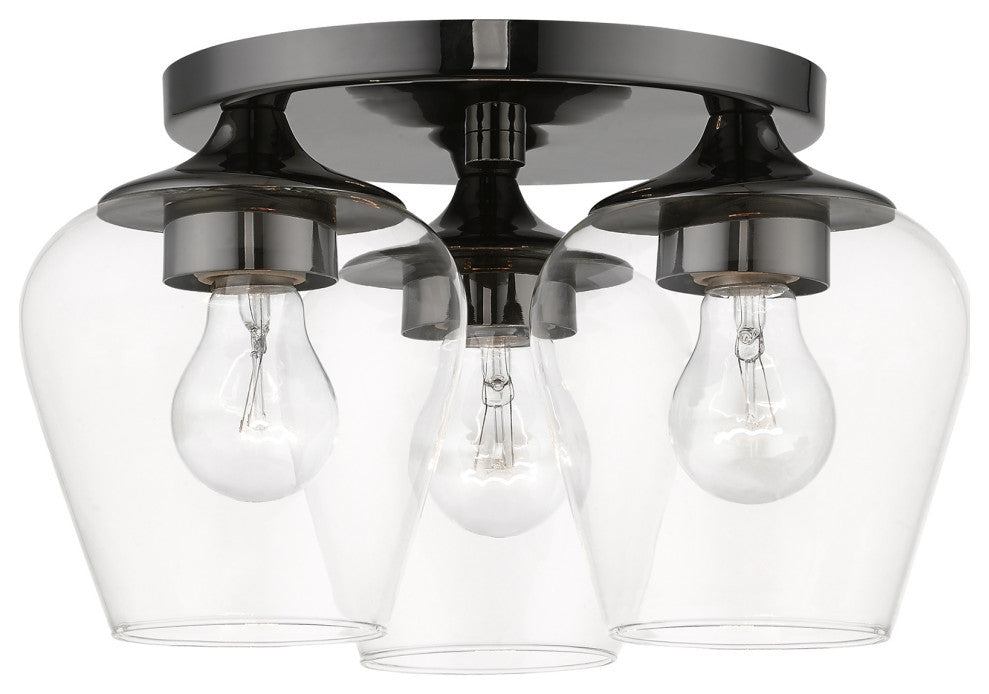 Willow 3 Light Black Chrome Flush Mount