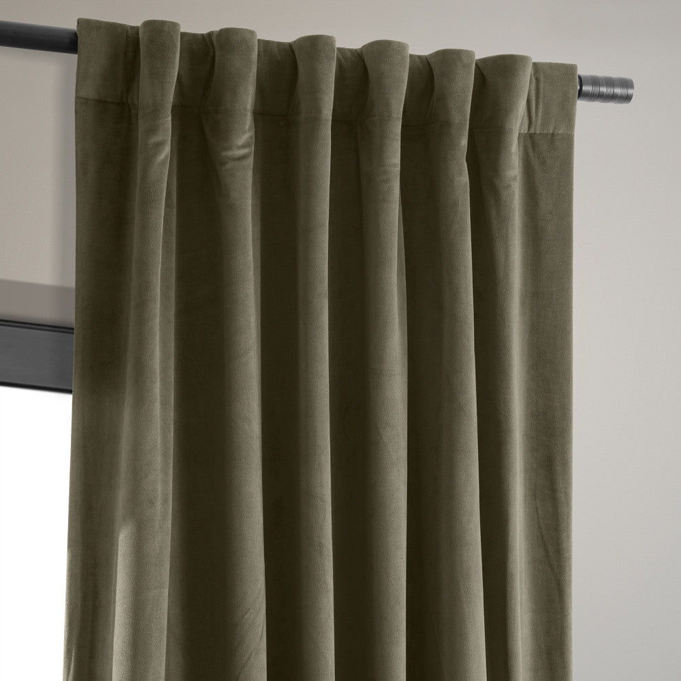 Signature Blackout Velvet Curtain Single Panel, Denver Taupe, 50"x84"