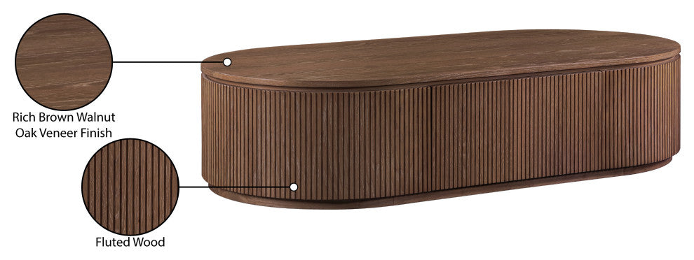 Moana Wood Storage Coffee Table, Brown, 64" W X 32" D