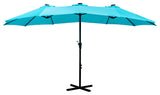 Ainfox 15 FT Double-Sided Patio Umbrella With Crank and Cross Base, Blue