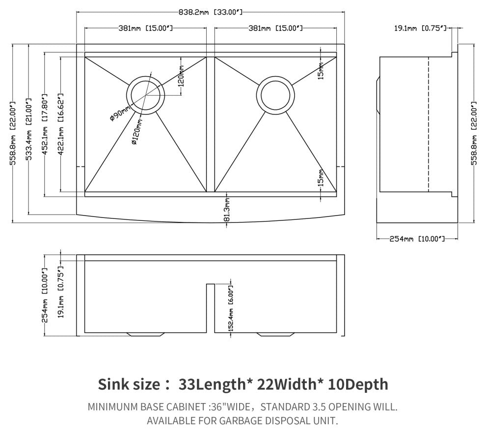 Stainless Steel Double Bowl Farmhouse Kitchen Sink, Workstation