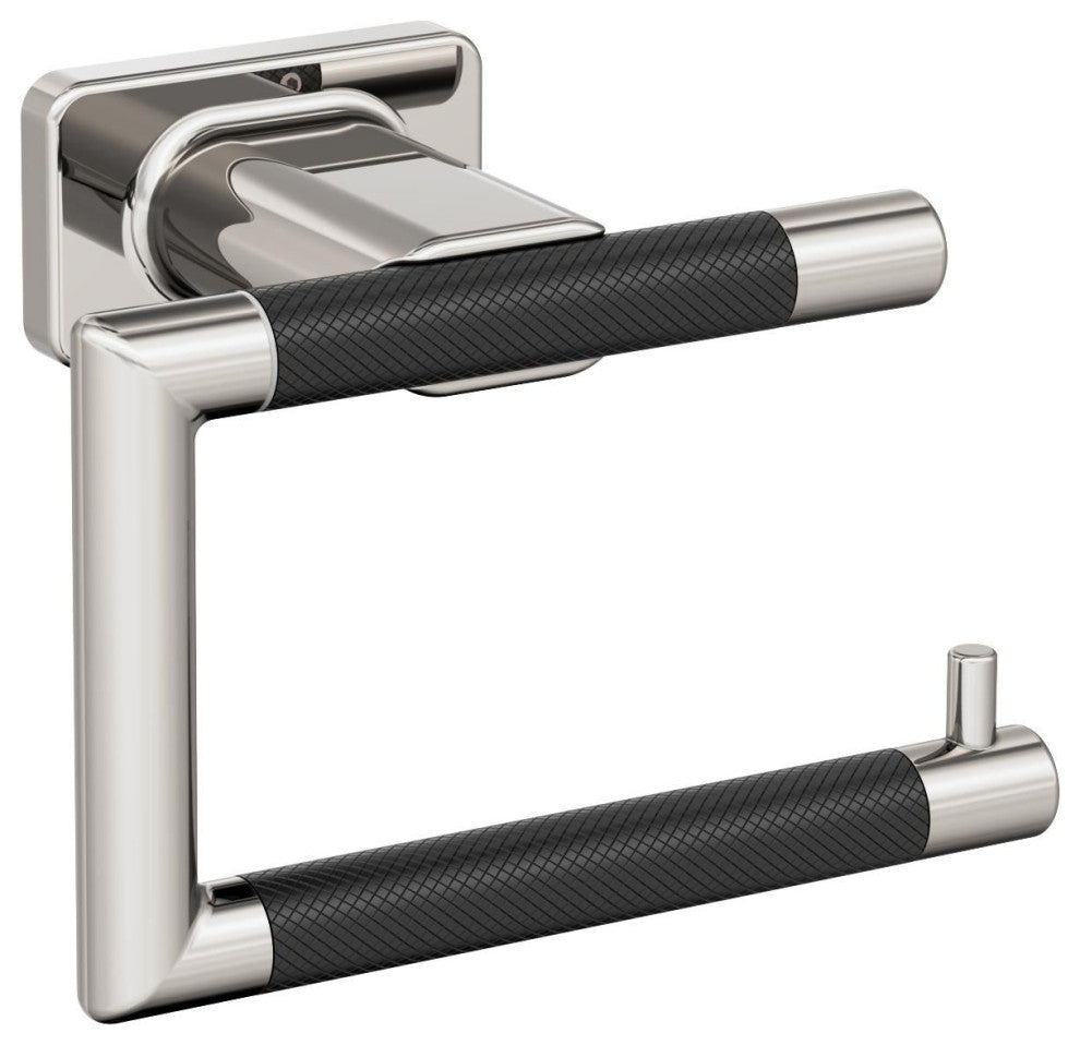 Amerock Esquire Contemporary Single Post Toilet Paper Holder, Polished Nickel/Bl