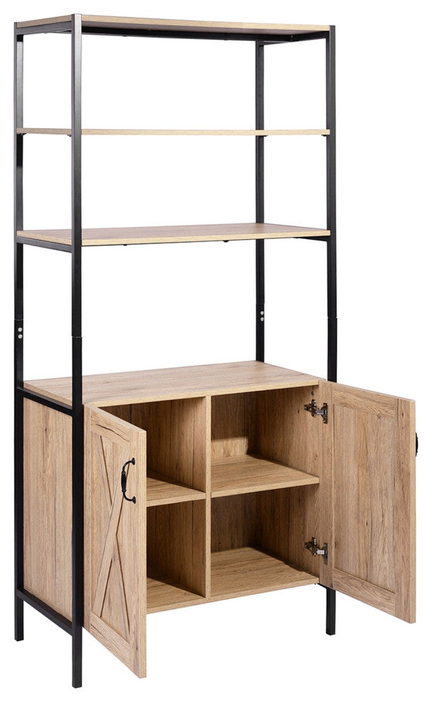 Wood Double Door Accent Cabinet with Shelf, Oak, 31'' X 16''