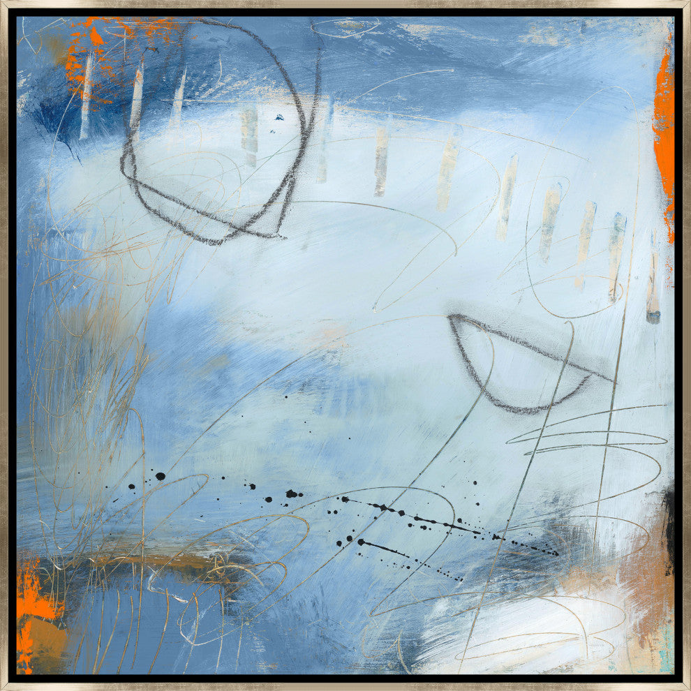 24x24 Quiet Reflection IV, Framed Artwork, Silver