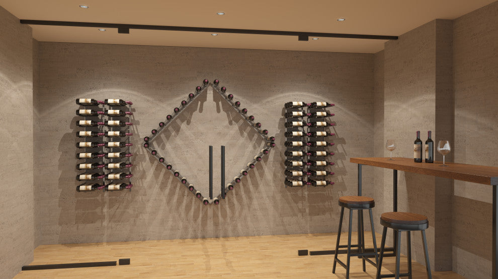 Vino Pins Flex 45 (wall mounted metal wine rack), Golden Bronze, 18 Bottles