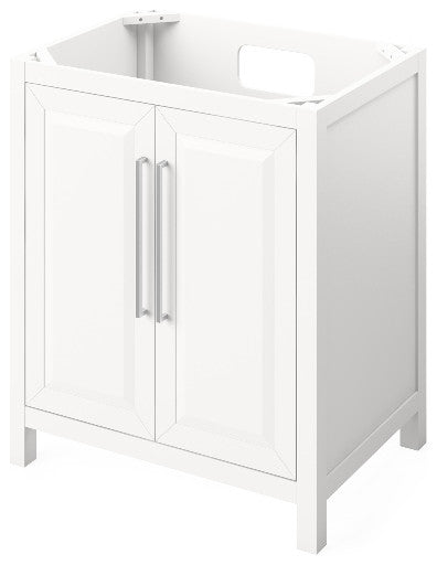 Cade Transitional 30" White Bathroom Vanity, Boulder Cultured Marble Vanity Top