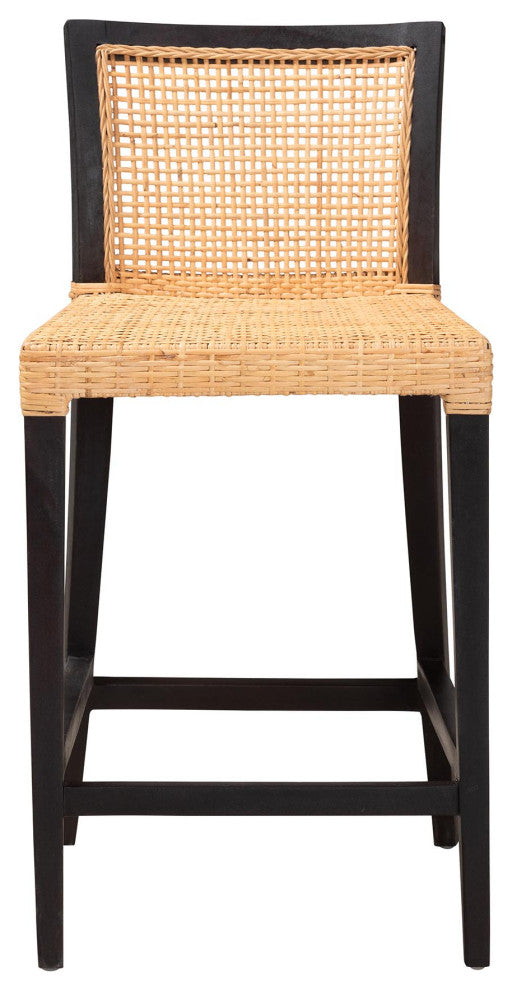 Annie Mahogany & Rattan Counter Stool