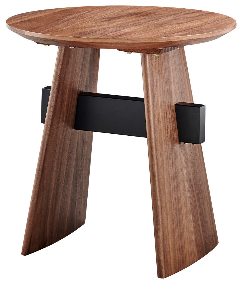 Folke Side Table, Walnut With Matte Black Cross Bar