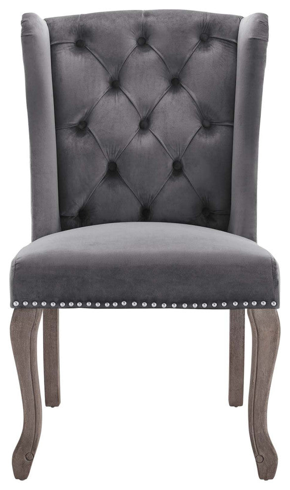 Gray Apprise French Vintage Dining Performance Velvet Side Chair