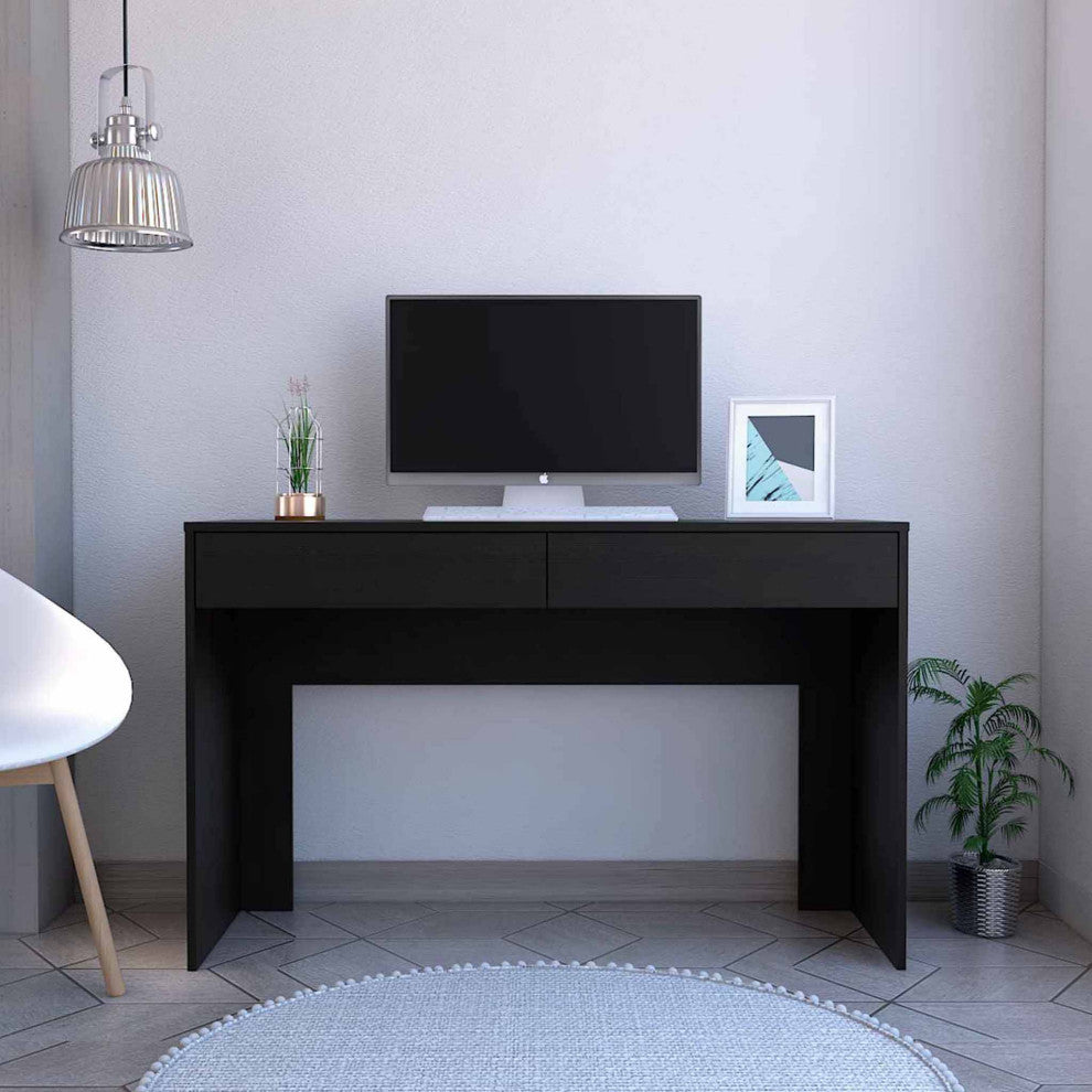 Tampa Computer Desk Two Drawers, Black Wengue