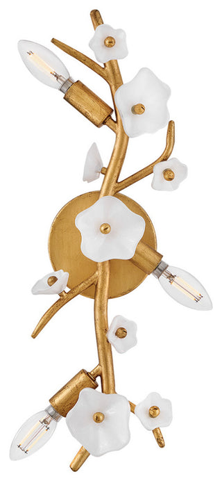 Fredrick Ramond Azalea Large Three Light Sconce, Distressed Brass