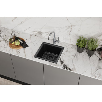 Elkay Quartz Classic Dual Mount Bar Sink Kit, Black