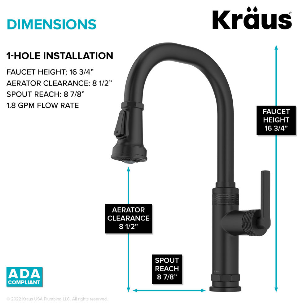 Sellette Pull-Down Kitchen Faucet, Matte Black, Model Kpf-4102mb