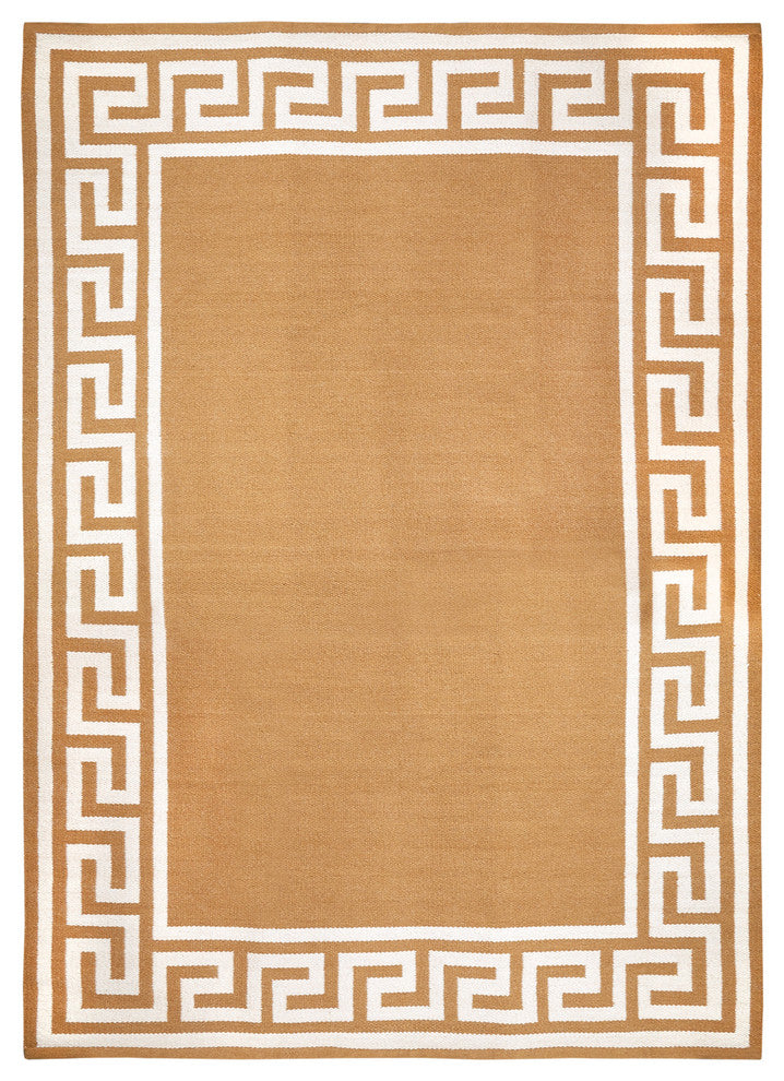 Greek Key Border Peruvian Flat Weave Rug