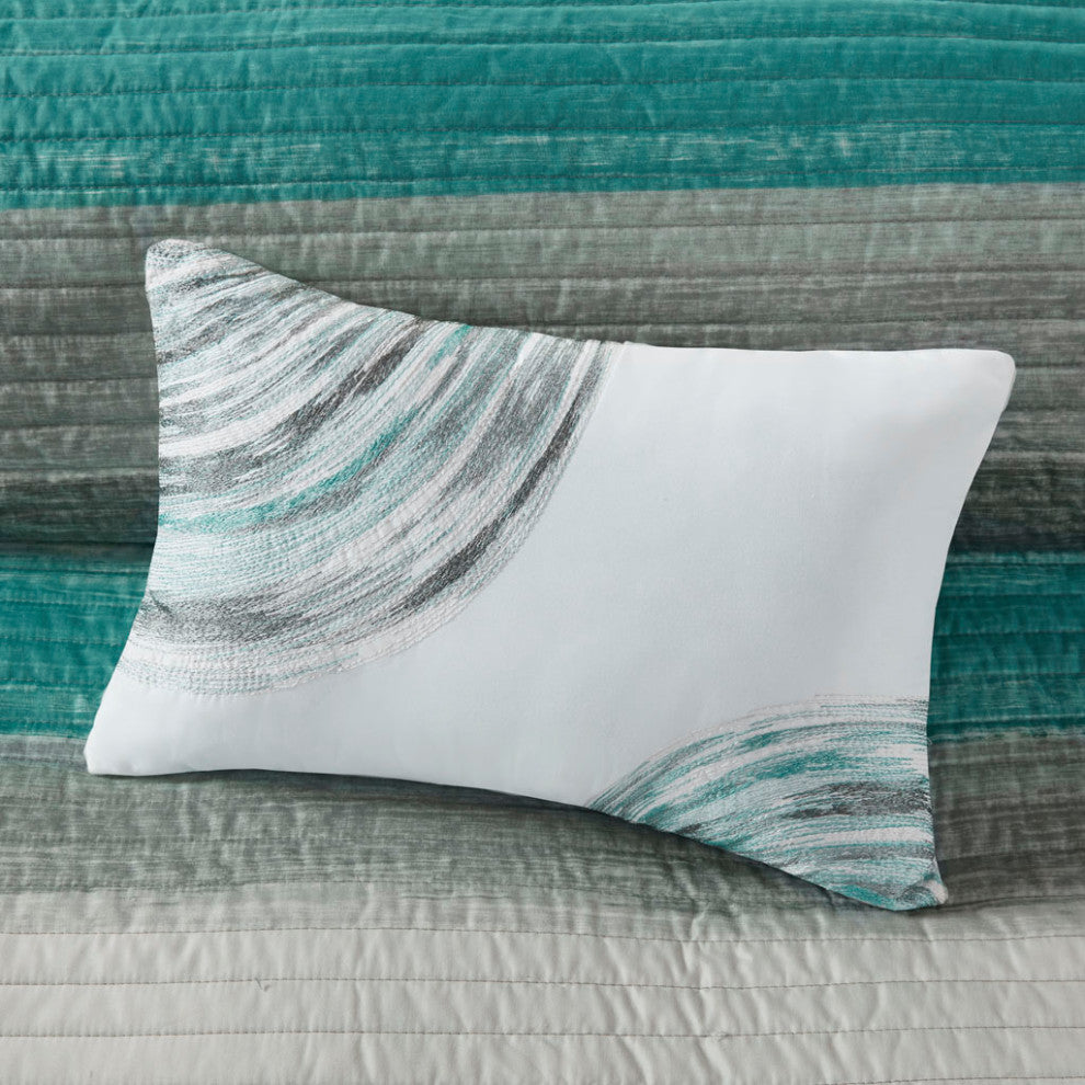 Madison Park Essentials Saben 8 Piece Quilt Set With Cotton Bed Sheets, Aqua