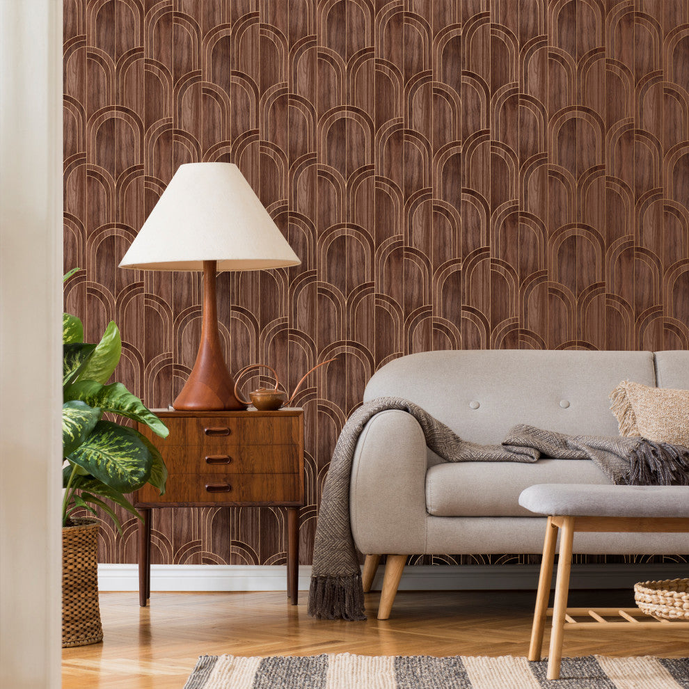Modella Wood Wallpaper, Walnut