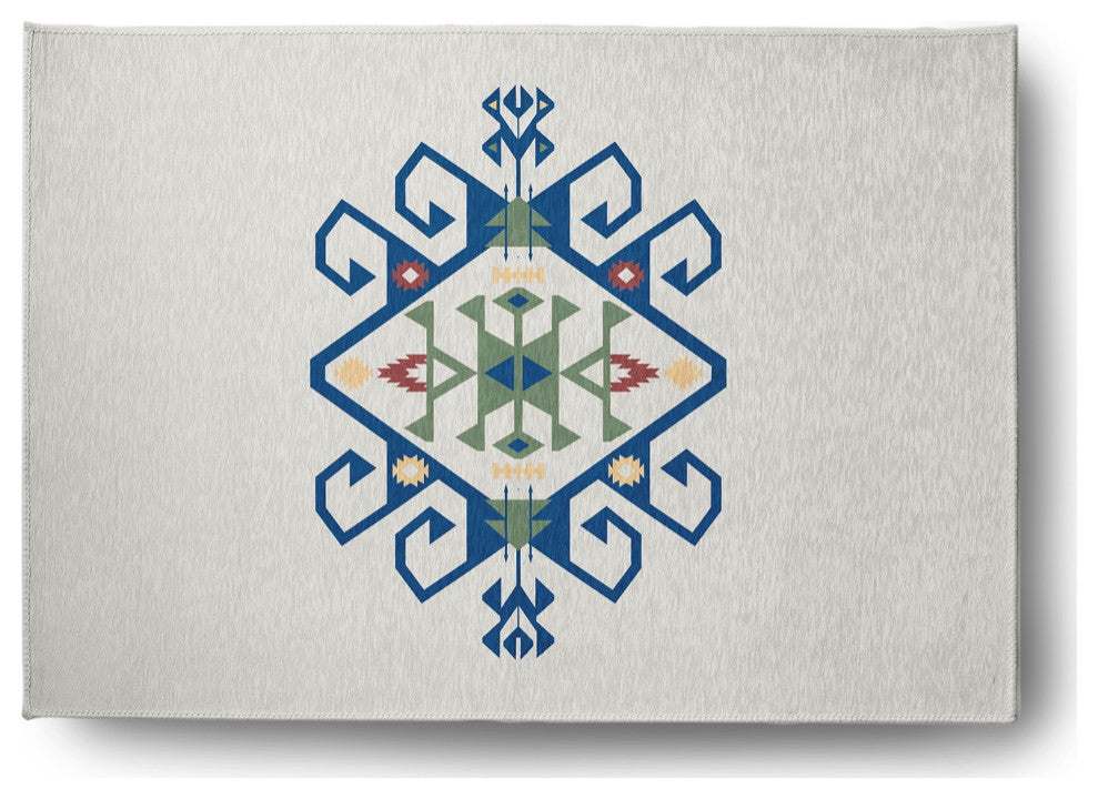 Southwest Medallion Spring Chenille Rug, Dark Cobalt Blue, 5'x7'