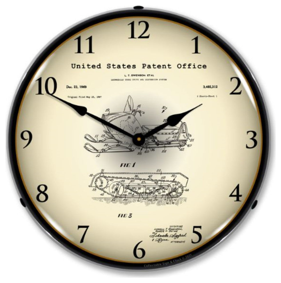 21031218 Swenson Snowmobile 1969 Patent Clock