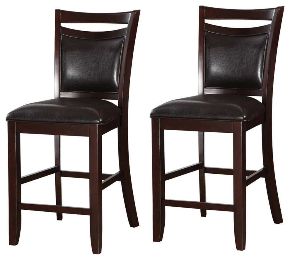 Benzara BM166597 Wooden Armless High Chair, Brown & Black, Set of 2