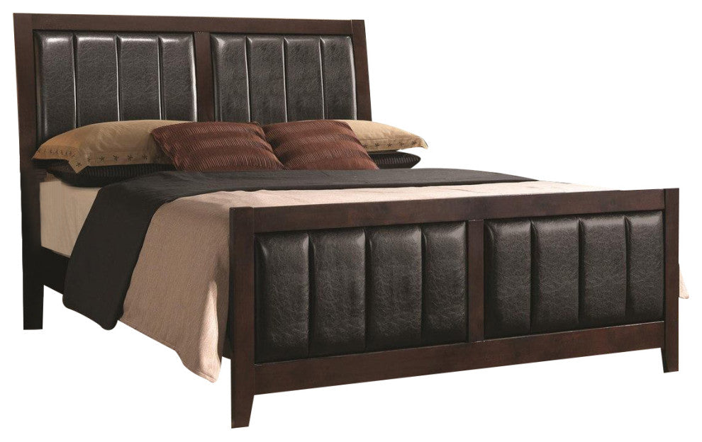 Coaster Carlton Upholstered Queen Bed in Cappuccino