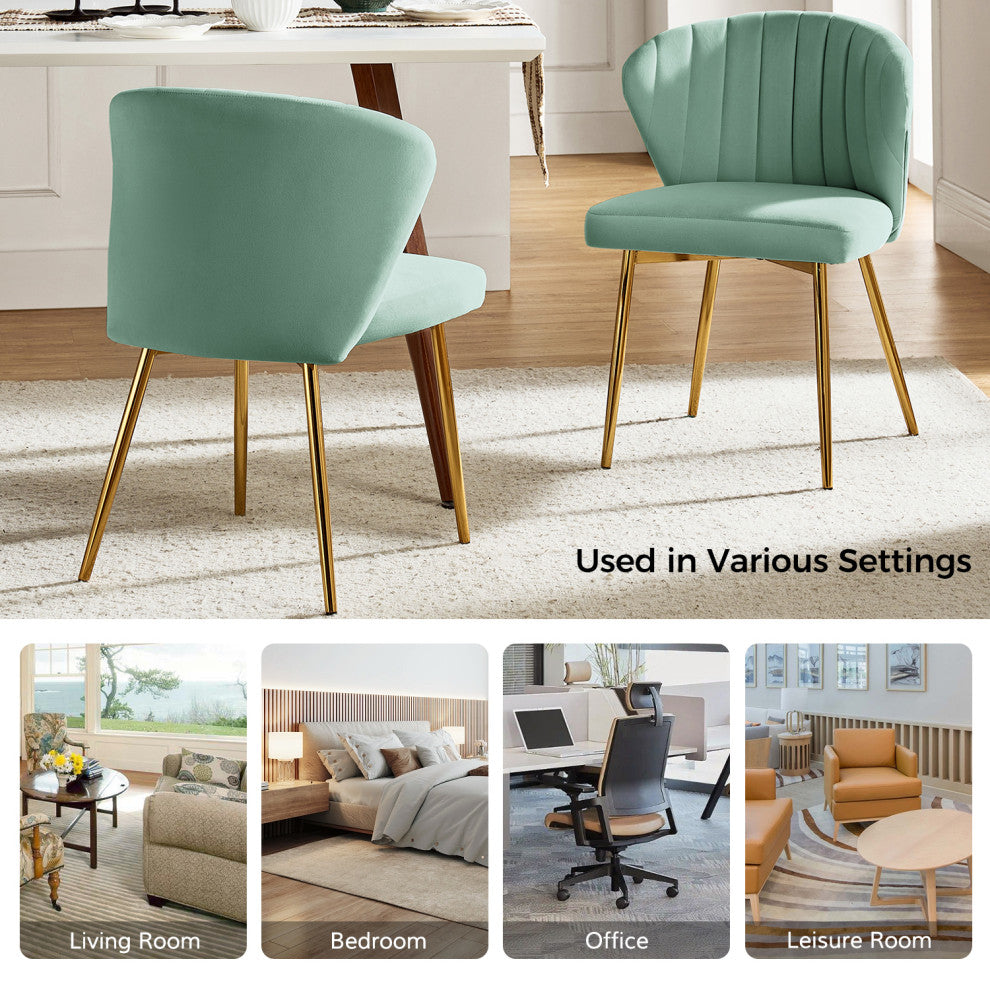 Luna Contemporary Side Chair With Tufted Back, Sage