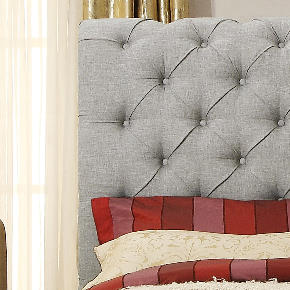 Alexis Chesterfield Tufted Upholstered Platform Bed, Queen, Gray