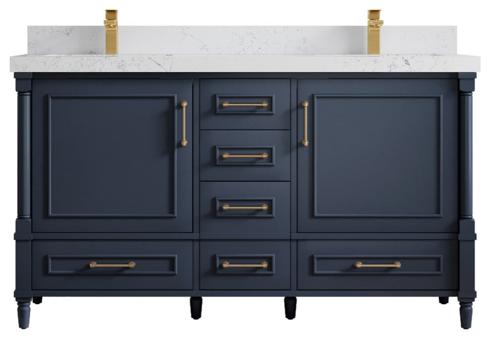 Aberdeen 60 Double Bathroom Vanity in Hale Navy Blue  2" Empira Quartz