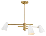 Lark Birdie 3 Light Convertible 1 Tier, Lacquered Brass With Matte White Accents