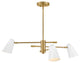 Lark Birdie 3 Light Convertible 1 Tier, Lacquered Brass With Matte White Accents
