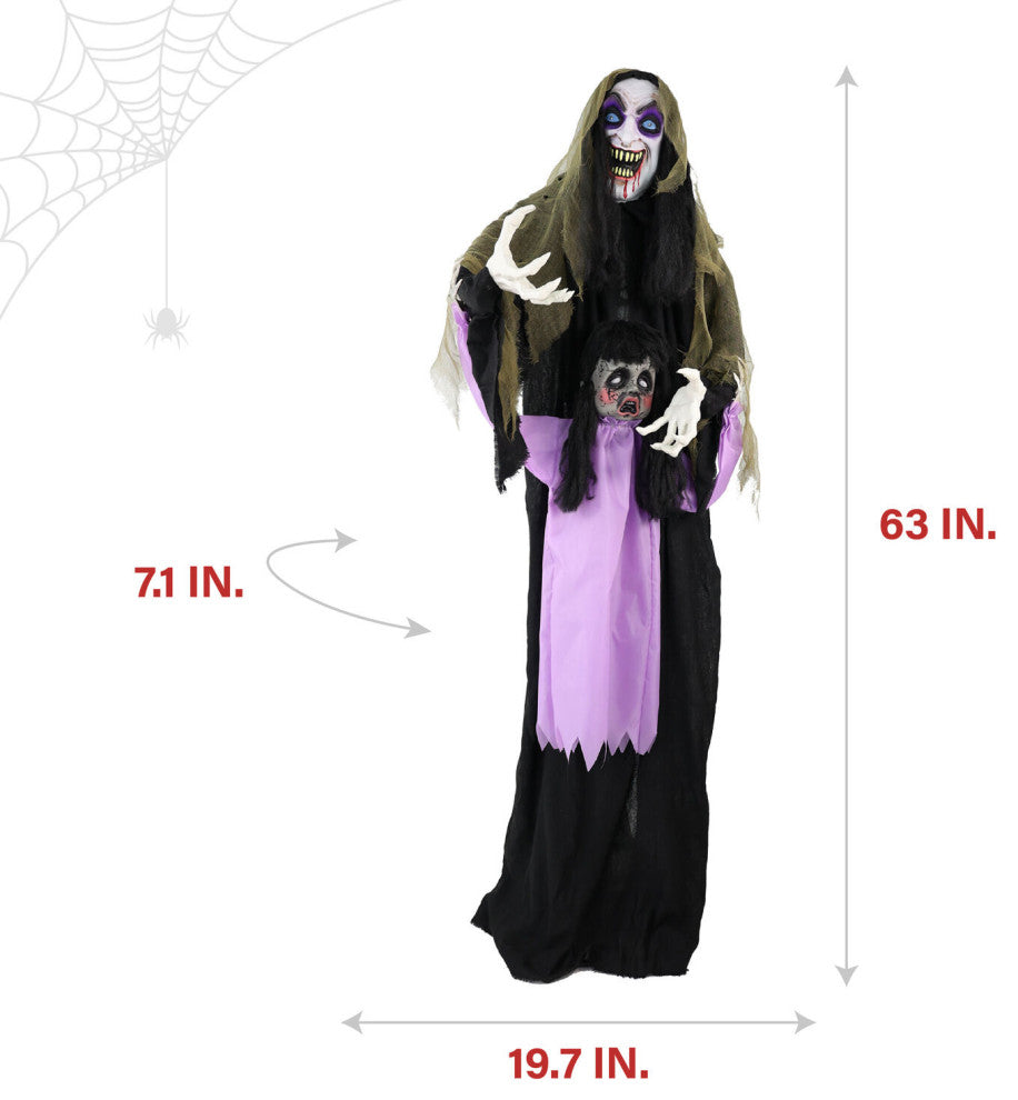 Lifesize Animatronic Vampire Lady With Baby, Lights and Sound