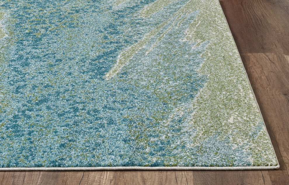 Illusions Mist Abstract Watercolor Area Rug, Ocean, 9'10" X 13'2"