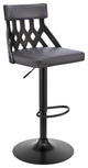 Adjustable Gray Faux Leather and Black Lattice Bar Stool