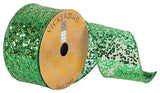 2.5"x10Yd Green Sequin Woven Dupion