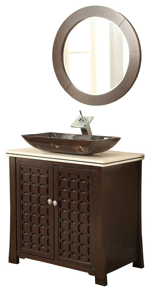 30" Vessel Sink Giovanni Bathroom Vanity and Mirror