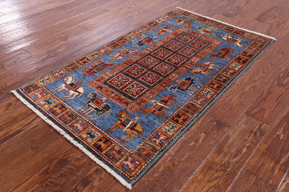 Antiqued Pazyryk Historical Design Handmade Rug 2' 7" X 4' 6" Q10867