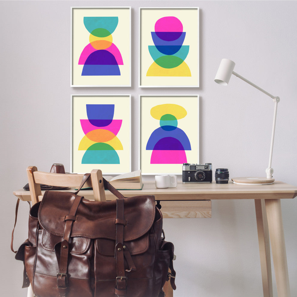 Intergalactic Rainbow Abstract Transparent Geometric Shapes , 4pc, each 16 x 20